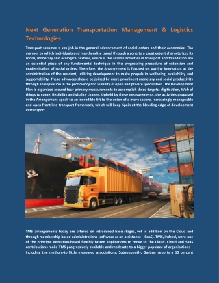 Next Generation Transportation Management & Logistics Technologies