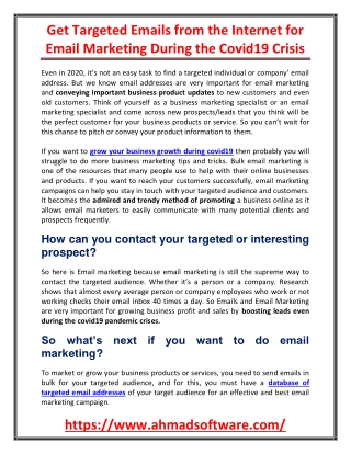 Get Targeted Emails from the Internet for Email Marketing During the Covid19 Crisis