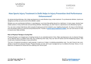 How Sports Injury Treatment in Delhi Helps In Injury Prevention And Performance Enhancement?