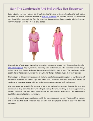 Gain The Comfortable And Stylish Plus Size Sleepwear