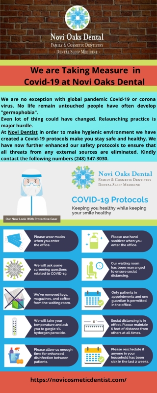 We are Taking Measure in Covid-19 at Novi Oaks Dental