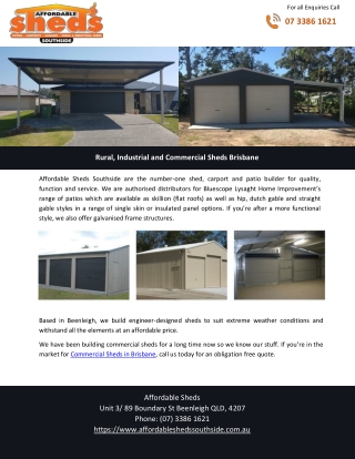 Rural, Industrial and Commercial Sheds Brisbane