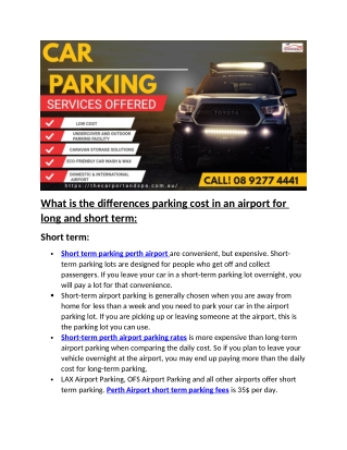 Short term parking perth