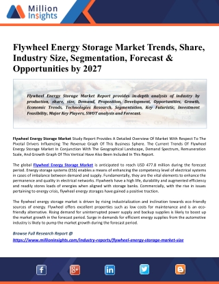 The impact of COVID-19 on Flywheel Energy Storage Market - Growth, Trends, Industry Outlook, Growth Opportunity, Busines