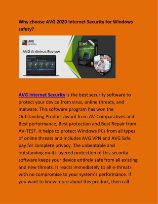 Why choose AVG 2020 Internet Security for Windows safety?