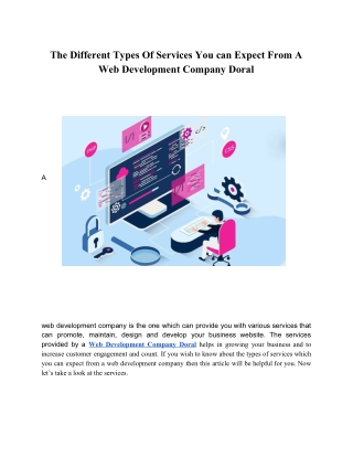 The Different Types Of Services You can Expect From A Web Development Company Doral