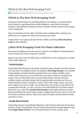 What Is The Best Web Scraping Tool For Automating Tasks?