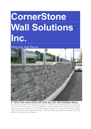 5 Tips for an Everlasting Block Retaining Wall | CornerStone Wall Solutions