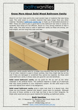 Know More About Solid Wood Bathroom Vanity