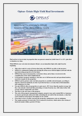 Opisas - high yield real estate investments