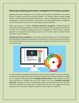 Measuring marketing performance management for business purpose