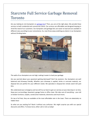 Starcrete Full Service Garbage Removal Toronto