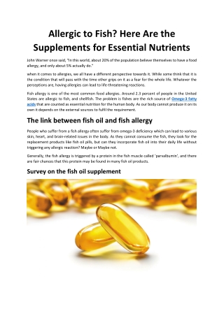 Omega 3 Supplements for Essential Nutrients
