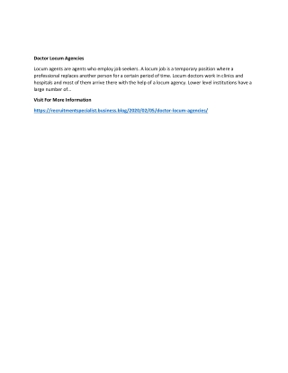 Doctor Locum Agencies