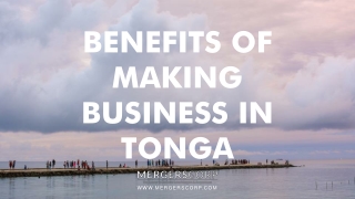 Benefits of Making Business in Tonga | Buy & Sell Business
