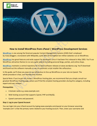 How to Install WordPress from cPanel | WordPress Development Services