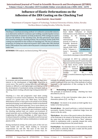 Influence of Elastic Deformations on the Adhesion of the ZRN Coating on the Clinching Tool