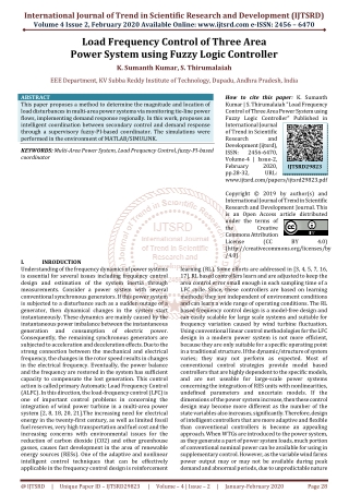 Load Frequency Control of Three Area Power System using Fuzzy Logic Controller