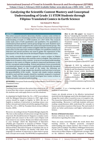 Catalyzing the Scientific Content Mastery and Conceptual Understanding of Grade 11 STEM Students through Filipino Transl