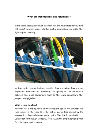 What are insertion loss and return loss?