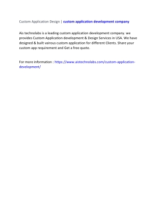 Custom Application Design | custom application development company
