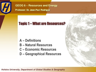 Topic 1 – What are Resources?