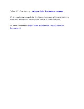 Python Web Development - python website development company