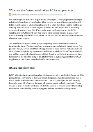 What are the Outcomes of taking BCAA supplements