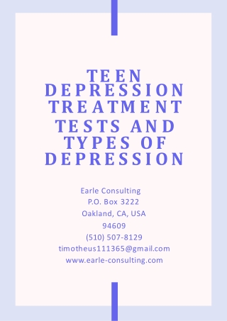 Teen Depression Treatment Tests and Types of Depression
