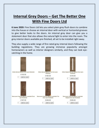 Internal Grey Doors – Get The Better One With Fine Doors Ltd