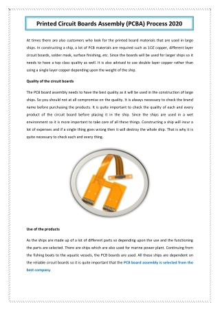 Printed Circuit Boards Assembly (PCBA) Process 2020