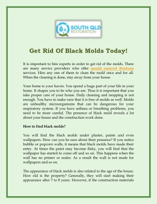 Get Rid Of Black Molds Today!