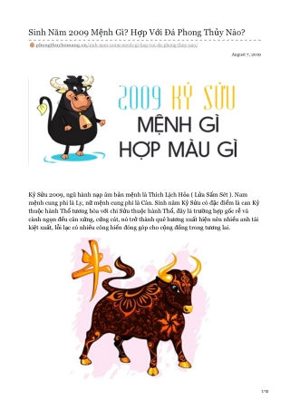 Sinh Năm 2009 Mệnh Gì? Hợp Với Đá Phong Thủy Nào?