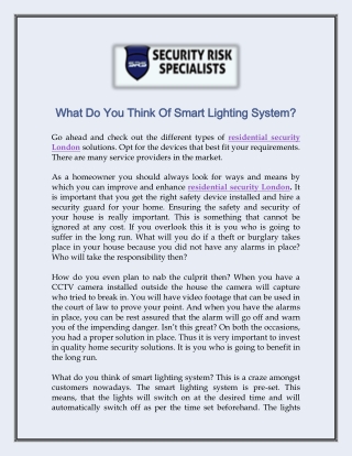 What Do You Think Of Smart Lighting System?