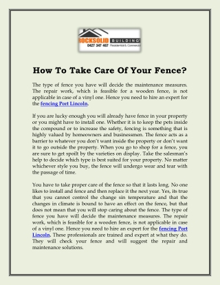 How To Take Care Of Your Fence?