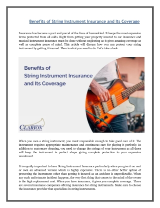Benefits of String Instrument Insurance and Its Coverage