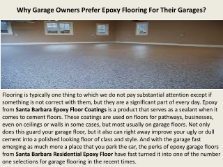 Why Garage Owners Prefer Epoxy Flooring For Their Garages?