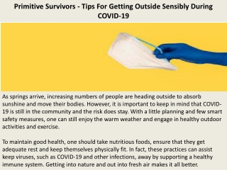 Primitive Survivors - Tips For Getting Outside Sensibly During COVID-19