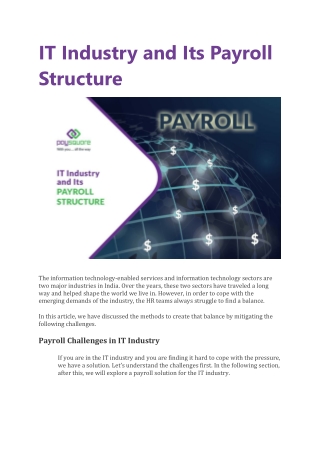 IT Industry and Its Payroll Structure