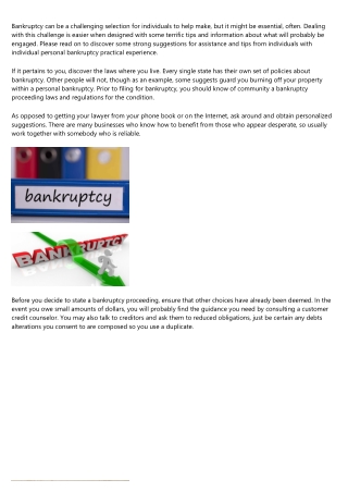 Generating A Knowledgeable Choice When Thinking About Personal bankruptcy