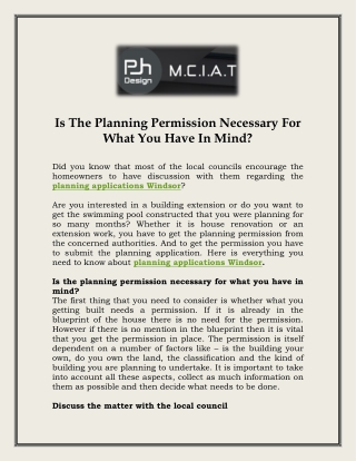Is The Planning Permission Necessary For What You Have In Mind?