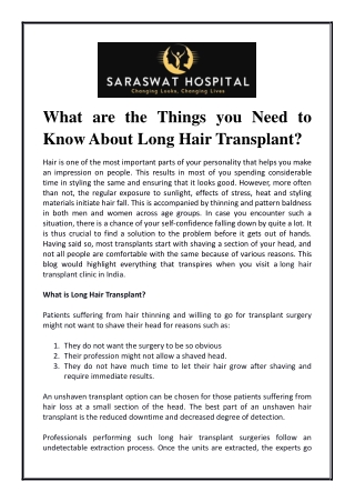 What are the things you need to know about long hair transplant?