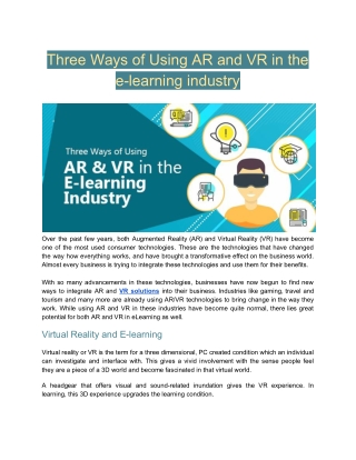 Three Ways of Using AR and VR in the e-learning industry