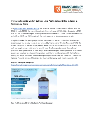 Hydrogen Peroxide Market Outlook - Asia Pacific to Lead Entire Industry in Forthcoming Years