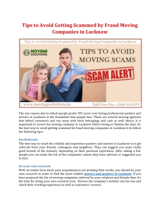Tips to Avoid Getting Scammed by Fraud Moving Companies in Lucknow