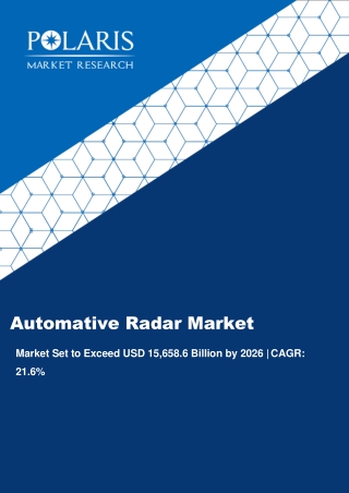 Automotive Radar Market Size To Reach $15,658.6 Million By 2026