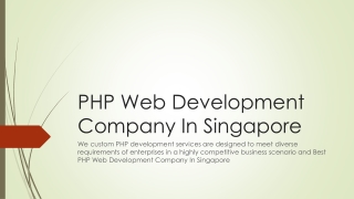 PHP Web Development Company In Singapore