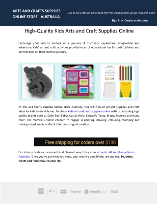 High-Quality Kids Arts and Craft Supplies Online