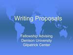 Fellowship Advising Denison University Gilpatrick Center