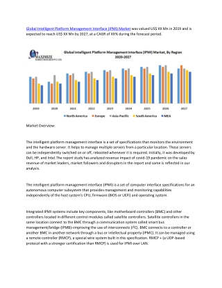 Global Intelligent Platform Management Interface (IPMI) Market- Industry Analysis and Forecast (2020-2027)